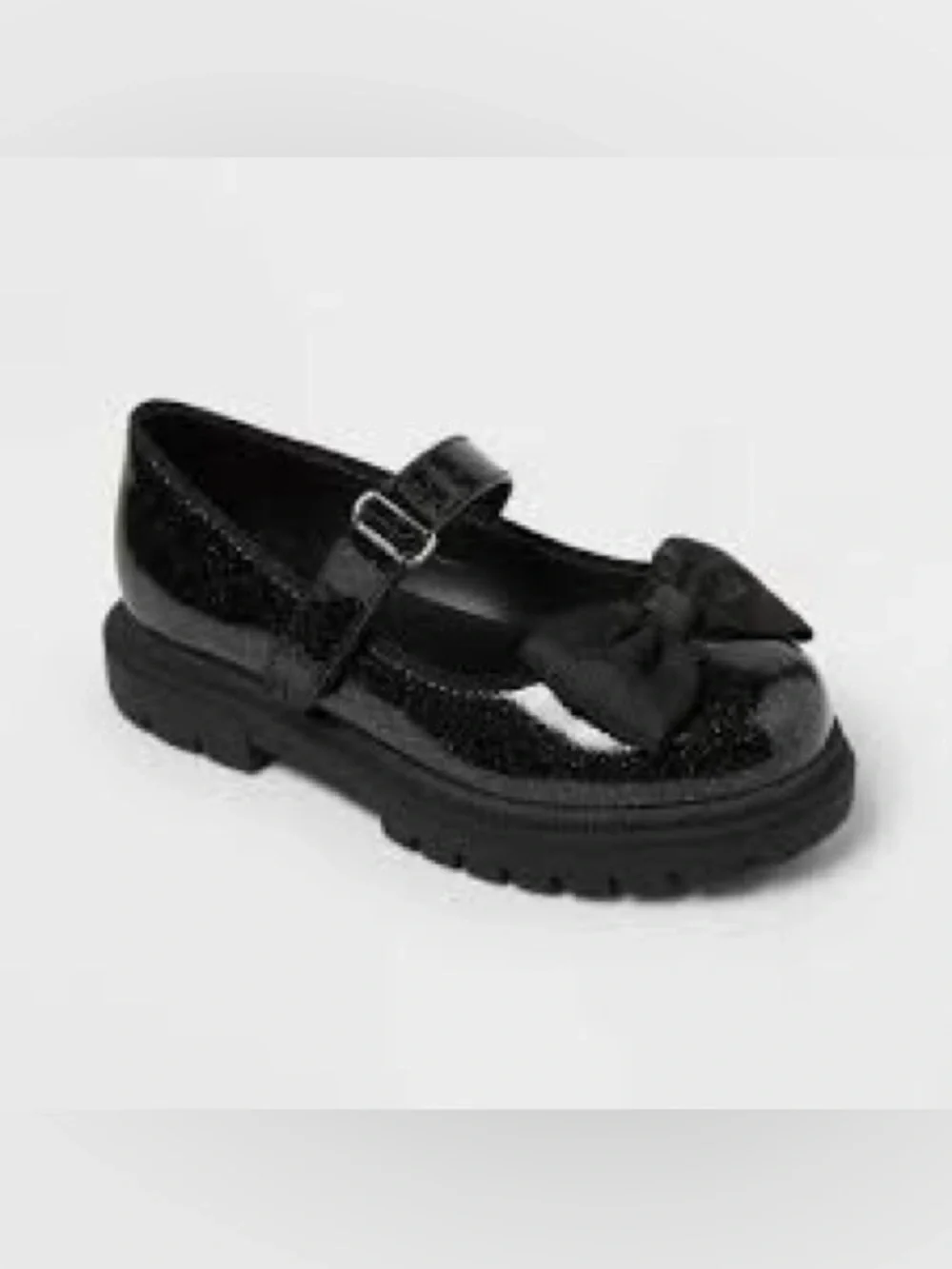 Cat & Jack Black Glitter Mary Jane Bow Shoes